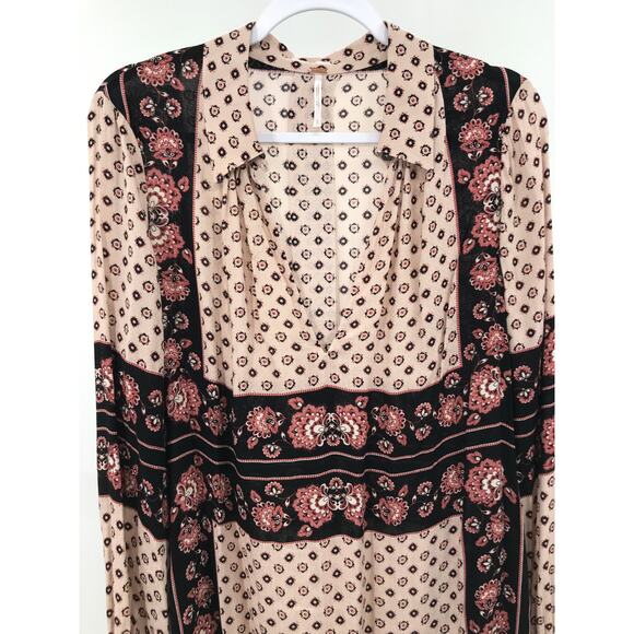 Free People Changing Times Printed Tunic Blouse S Tea - Picture 2 of 8